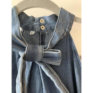 Denin Sleeveless  Shirt Bow Accent on Front